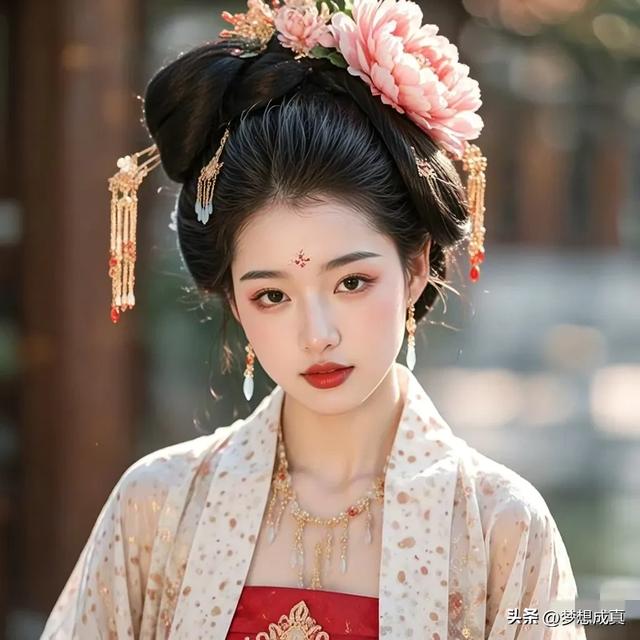 图中美女貌如花,犹如仙子落凡家