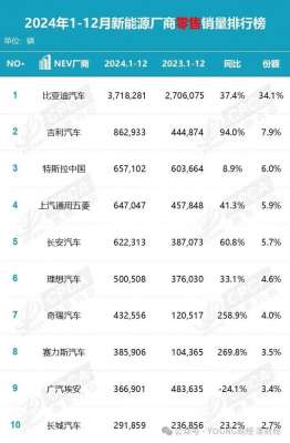 中国汽车厂家排名(车市排名大洗牌：比亚迪“三连冠”，前五仅剩一家合资车企)