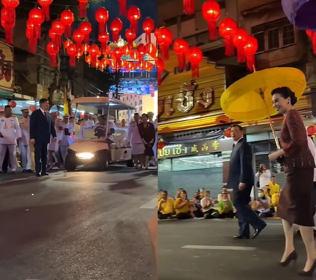 泰王为新牌楼揭幕,“华人王后”苏提达很骄傲,挽住丈夫笑靥如花