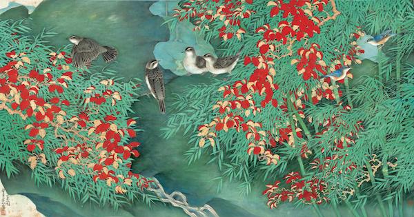 现场|谢稚柳陈佩秋文献展:大千曾赠牛耳笔,二人合作八犬图