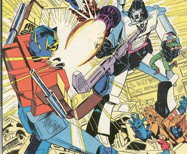 擎天柱和威震天在地球的第一次交手