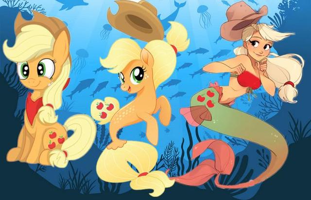 当小马宝莉变成美人鱼,柔柔美丽梦幻,苹果嘉儿性感美丽