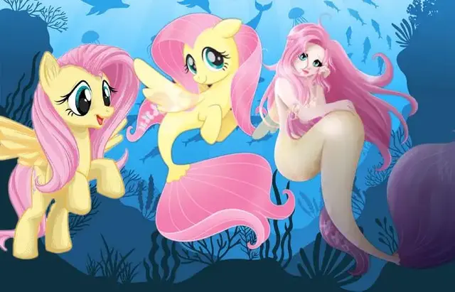 当小马宝莉变成美人鱼,柔柔美丽梦幻,苹果嘉儿性感美丽