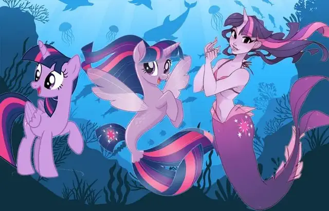 当小马宝莉变成美人鱼,柔柔美丽梦幻,苹果嘉儿性感美丽