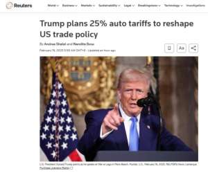 再舞关税大棒!特朗普将对进口汽车征收25%左右关税