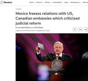洛佩(墨西哥总统：已“暂停”与美国、加拿大驻墨使馆关系)