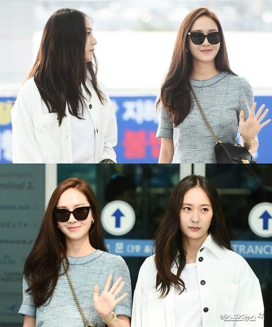 郑秀妍郑秀晶现身机场大走清纯风 飞赴美国拍摄姐妹真人秀
