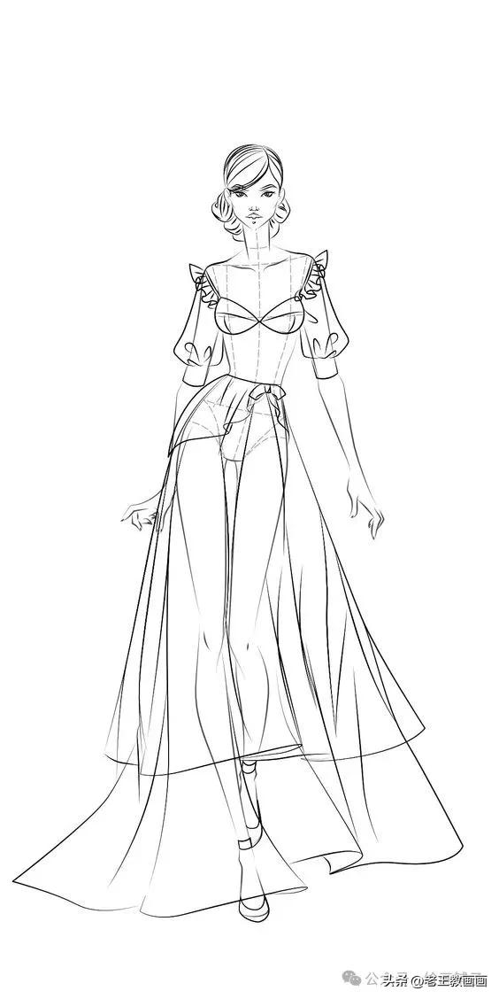 九头身模特儿速写手稿，临摹学画