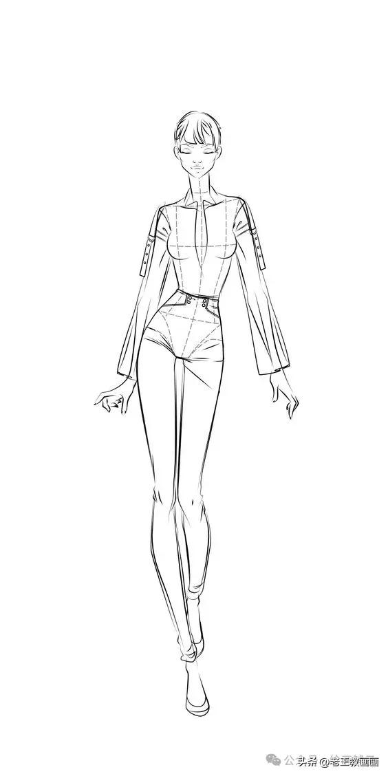 九头身模特儿速写手稿，临摹学画