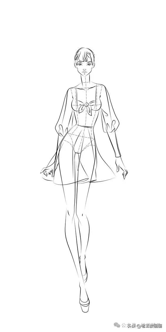 九头身模特儿速写手稿，临摹学画