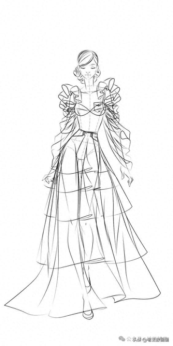 九头身模特儿速写手稿，临摹学画