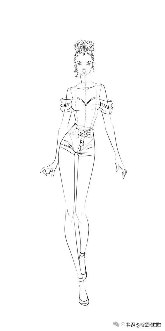 九头身模特儿速写手稿，临摹学画