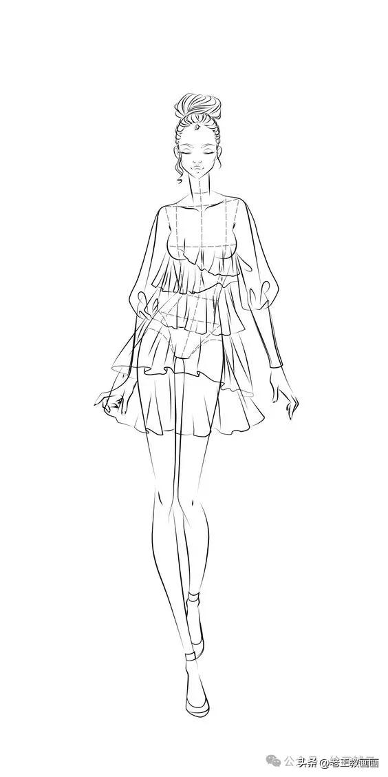 九头身模特儿速写手稿，临摹学画