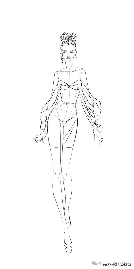 九头身模特儿速写手稿，临摹学画
