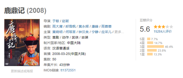 豆瓣仅2.6分，张一山版《鹿鼎记》为啥遭群嘲？