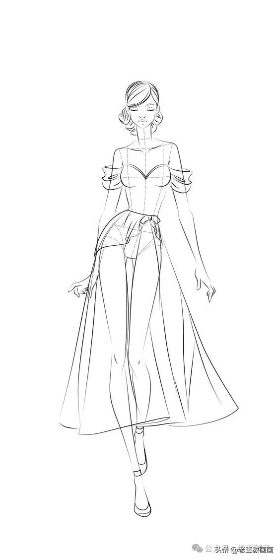 九头身模特儿速写手稿，临摹学画
