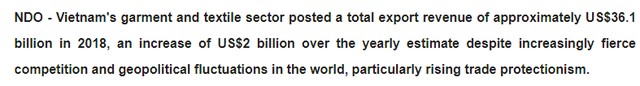 越南自豪：越南已成为继中国、印度后世界第三大纺织品服装出口国