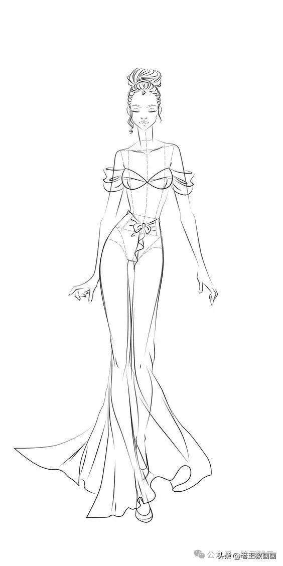 九头身模特儿速写手稿，临摹学画