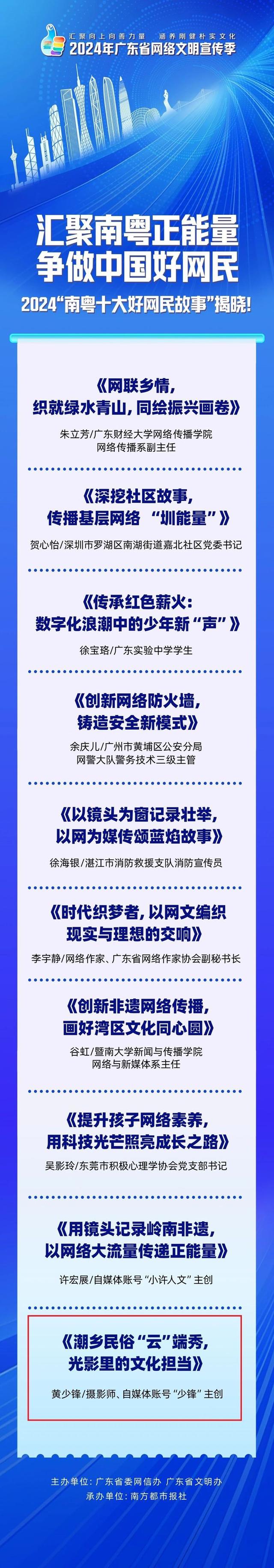 汕头黄少锋入选2024“南粤十大好网民故事”