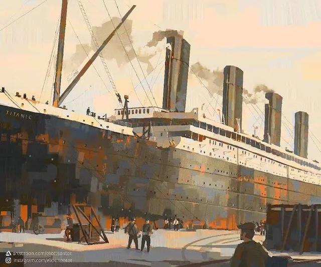 沉没百年之后，泰坦尼克号被画成了画作，场景比电影中还要震撼