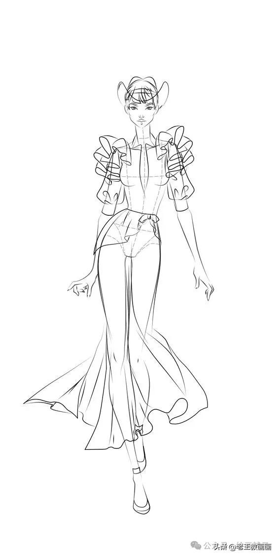 九头身模特儿速写手稿，临摹学画