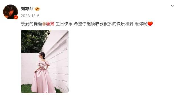 超十年友谊!刘亦菲为唐嫣庆生