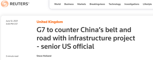 美高官又放风G7将宣布新全球基建计划对抗中国,网友讽刺:“失败者联盟”