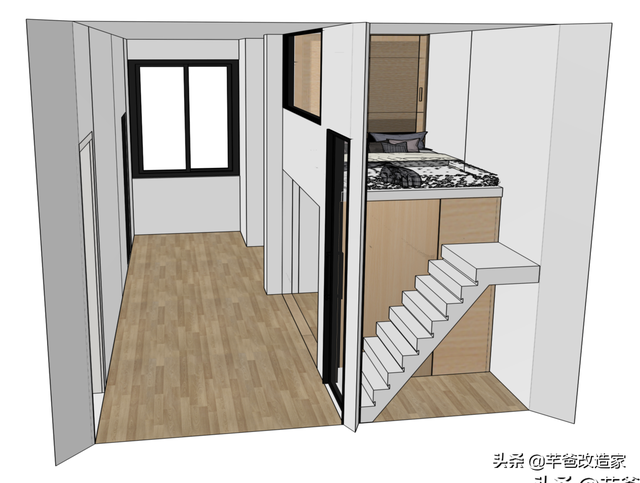 30平1居全屋承重墙，客厅架出夫妻房，巧变私密小2居
