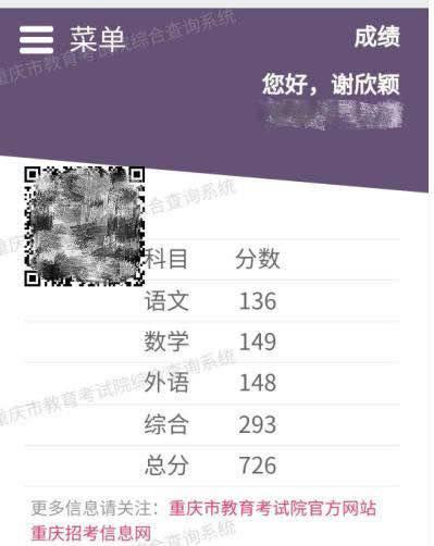 三年前中考是第一，重庆学霸今年高考又获726分好成绩
