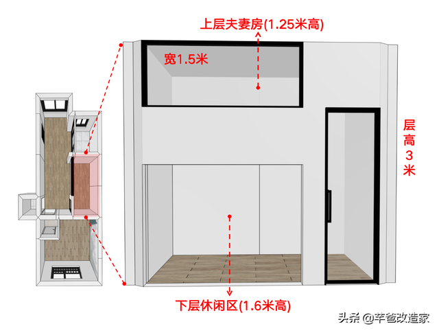 30平1居全屋承重墙，客厅架出夫妻房，巧变私密小2居