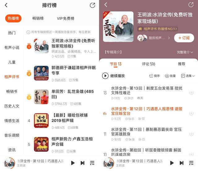 评书IP《水浒全传》上线，酷我畅听长音频战略实效初显