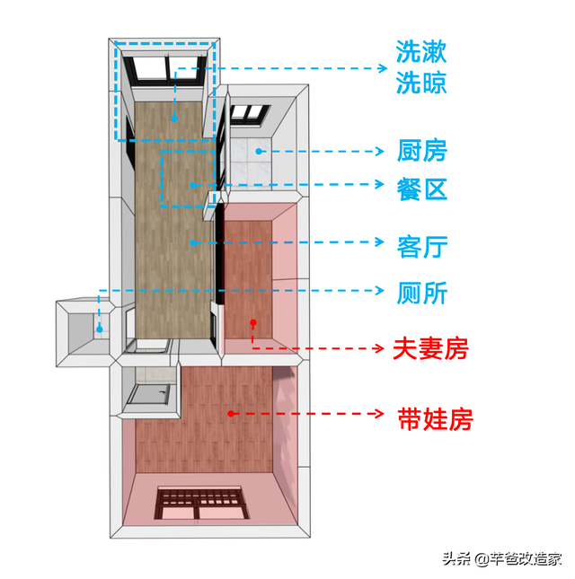 30平1居全屋承重墙，客厅架出夫妻房，巧变私密小2居