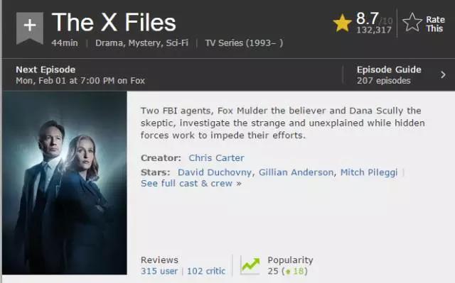 比它经典的美剧一只手数得出，《X档案》又回来了