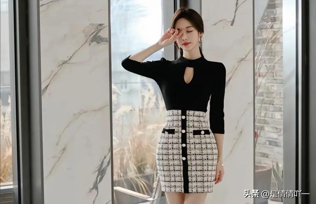 韩国名模“孙允珠”黑色上衣、包臀裙、大长腿？时尚界的标杆？