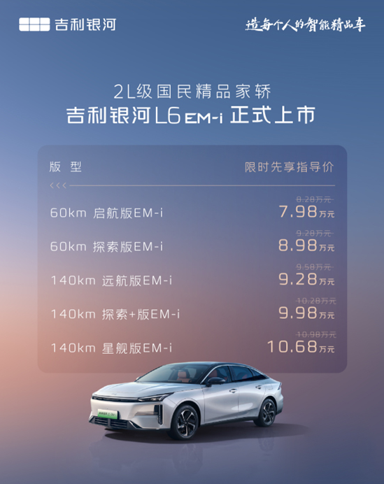 精品家轿 为爱加电,吉利银河L6 EM-i上新更用心